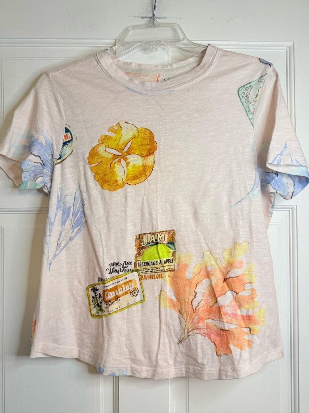 Pilcro The Bennie Cotton-Slub Crew-Neck Tee Watercolor Edition